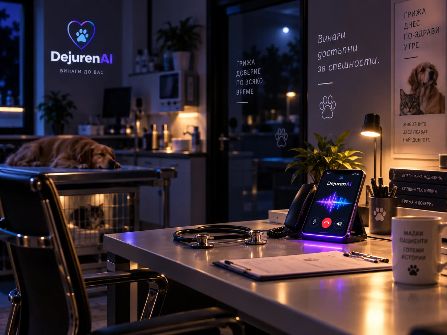 Ветеринарна клиника след работно време — AI поема нощните обаждания